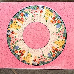 Rectangular plate. Biarritz Chloris Designed by Clarice Cliff. Pink with floral design.