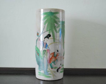 Chinese handpainted Hat Stand Vase