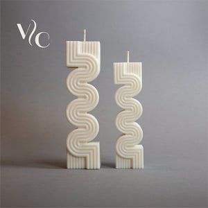 Wavy Pillar Candle Set, Tall Column candle, aesthetic, ribbed pillar candle, home decor, wedding decoration candles set, birthday gift