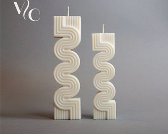 Wavy Soy Wax Pillar Candle Set: Modern Home Decor