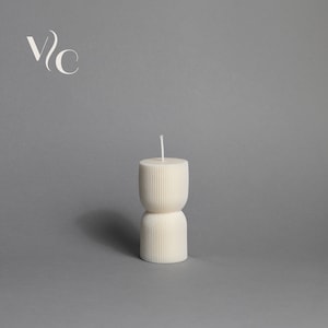 Ribbed Pillar Soy Wax Candle, Large Plant Shaped Candle, Aesthetic, Minimalist, Home Decor, Cottage Decor Gift, decor sculptural candle