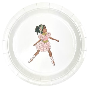 Pink Large Plate | Party Essentials | Birthday Party Decor | Celebration Decor | Paper Plates | Ballerina | African American
