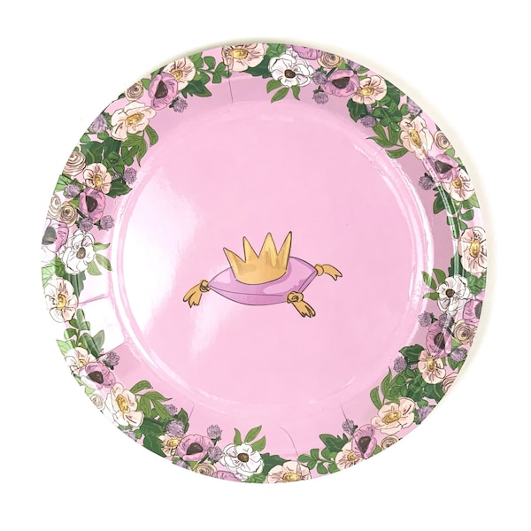 Princess Paper Plates | Plates Small | Party Decorations | Flower Spring Summer Decor | 8 Pink Plates | Princess Tea Party Theme