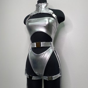 Rave Costume, Rave Outfit, Silver Bodysuit, Silver Swimsuit, Festival ...