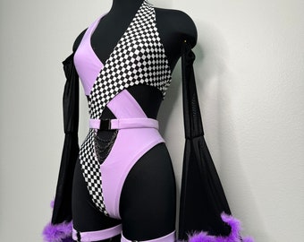Pastel Punk Set, Lilac Rave Outfit, Festival Outfit, Rave Outfit Set, Festival Set, Festival Outfit Set