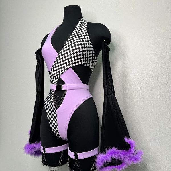 Elektrische Rave Outfit, Lila Rave Outfit, Festival Outfit, Rave Outfit Set, Festival Set, Festival Outfit Set, Neon Rave Outfit