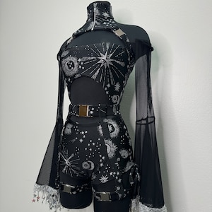 Dakota Cosmo Shorts Rave Set, Festival Outfit, Rave Suit, Rave Clothing, Rave Swimsuit Buckles