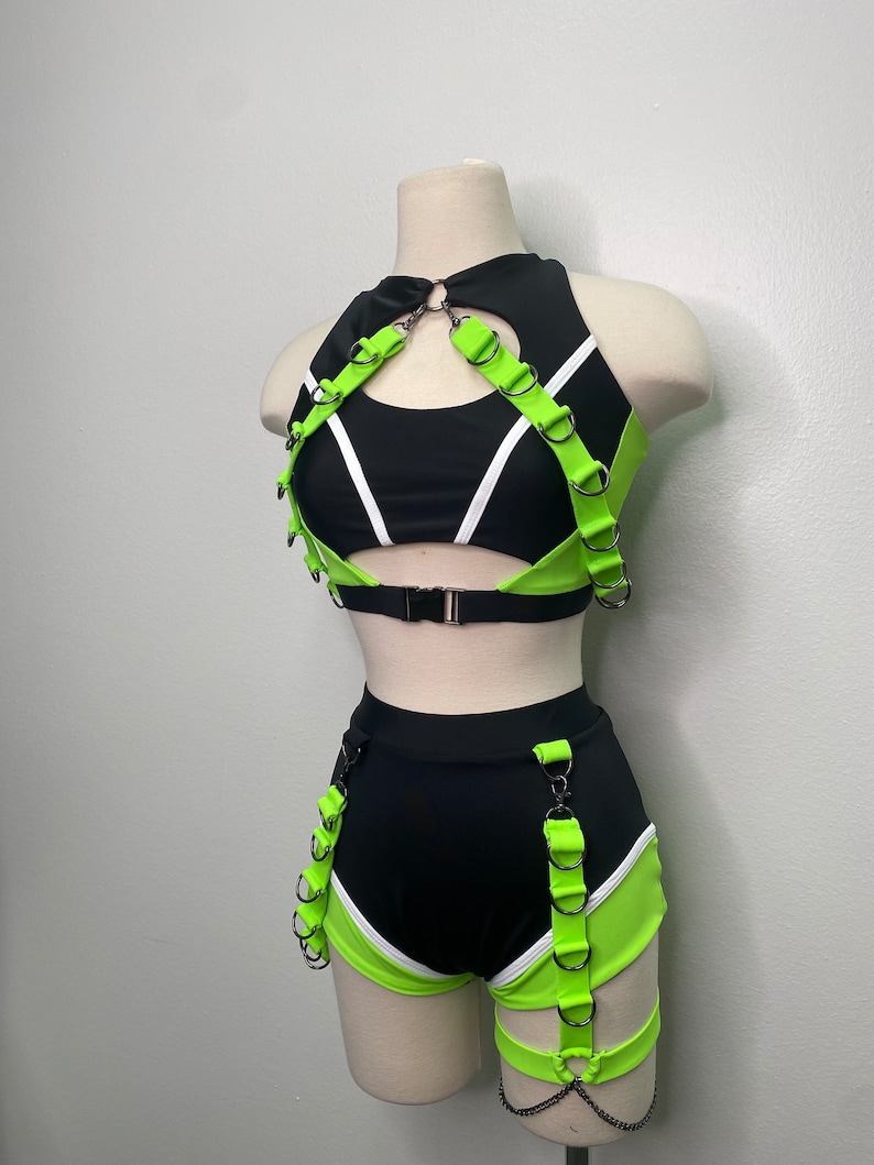 Rave Harness Set, Rave Set, Neon Rave Set, Harness, Rave Outfit, WWE Outfit, Performance Costume