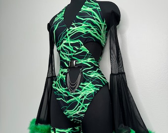 Electric Thunder Set, Festival Outfit, Rave Outfit Set, Festival Set, Festival Outfit Set, Neon Rave Outfit