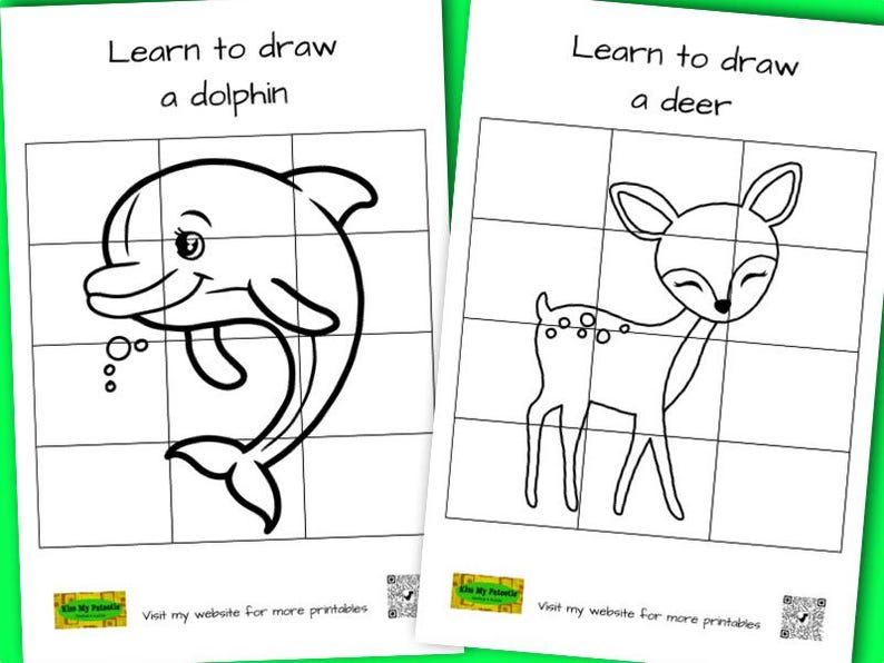 Printable Lean to Draw Animals Bundle - 10 Activities - Colouring In ...