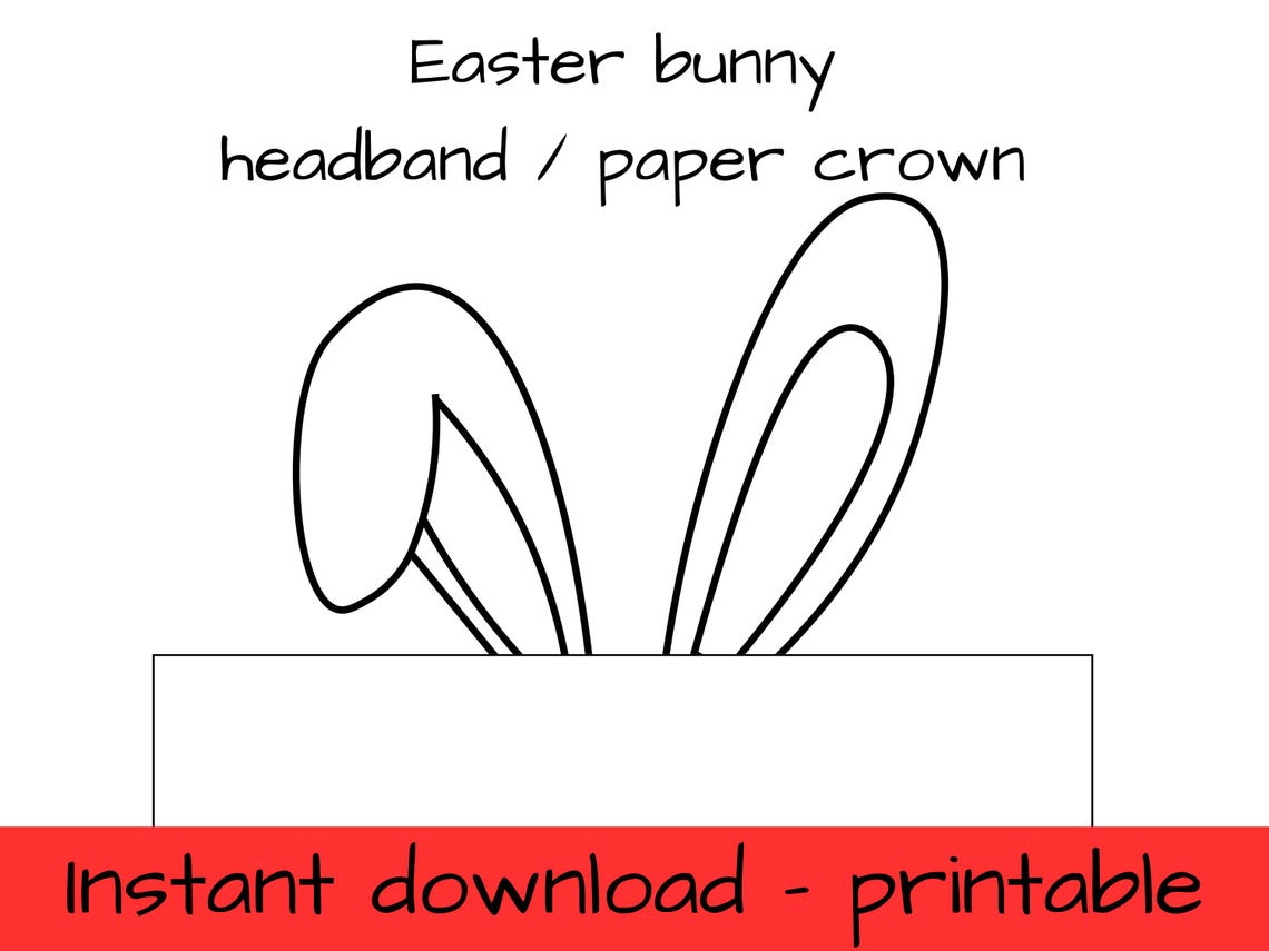 Easter Bunny Ears / Paper Crown / Head Band / Bonnet - Colouring in ...