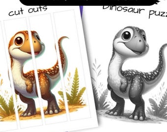 Kids Activity Sheet: Dinosaur Puzzle Educational Game, Toddler Activity Sheets, Digital Download