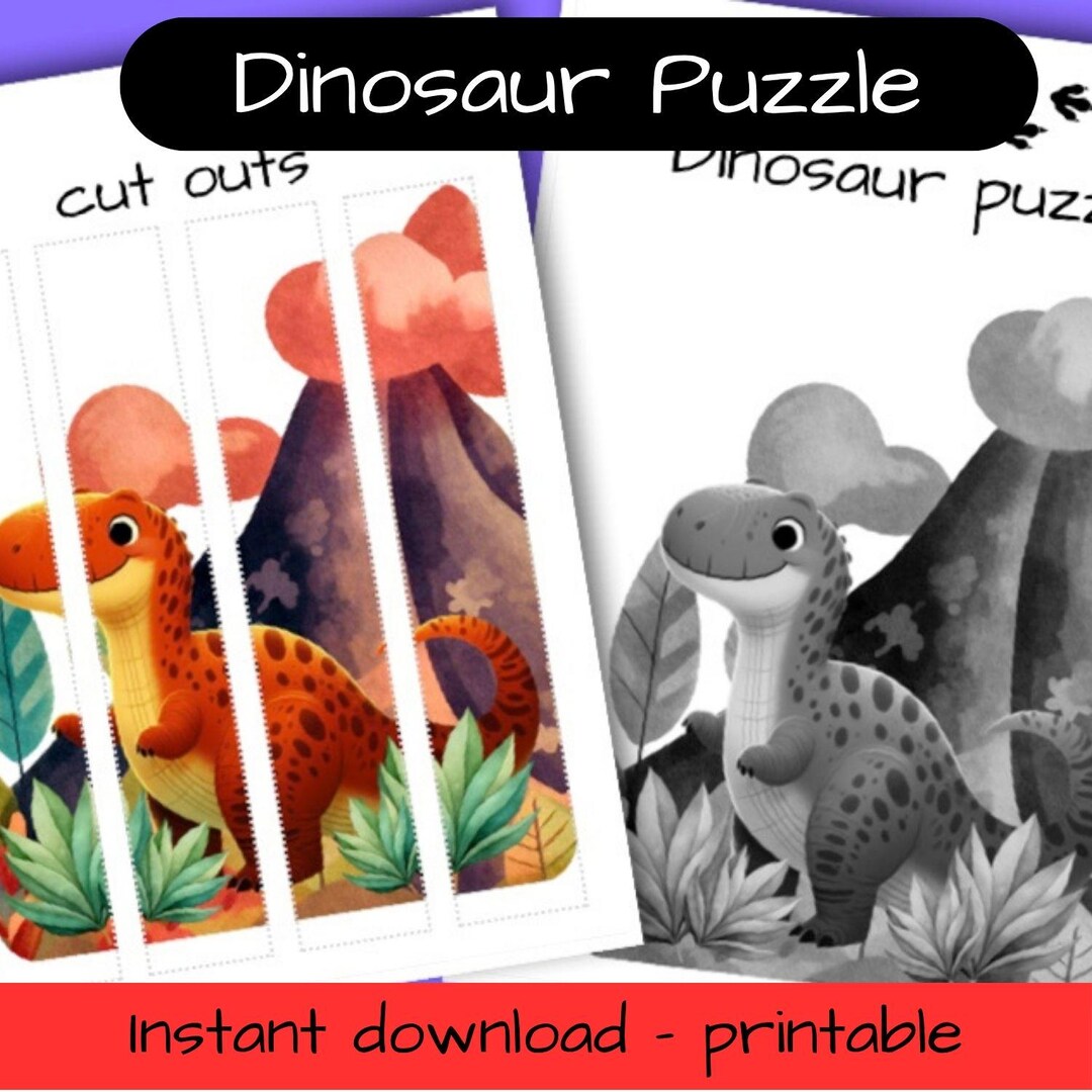 Dinosaur Activity Sheet for Kids: Dino Puzzle Worksheet, Preschool ...