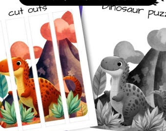Dinosaur Activity Sheet for Kids: Dino puzzle Worksheet, Preschool Activity Sheet, Instant Download