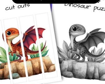 Printable Dinosaur Activity Sheet: Dinosaur Puzzle Educational Game for Kids, Digital Download