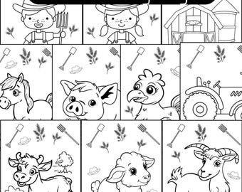 Farm Animals Coloring Pages: Printable Coloring Sheets for Kids Activity, Preschool Worksheet