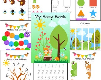 Kids Busy Book Printable: 61 Woodland Animal Activity Pages, Toddler Activity, Preschool Learning