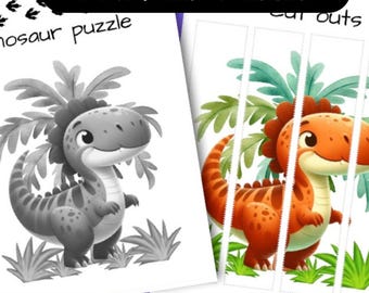 Dino Activity Sheet: Fun Dinosaur Puzzle, Kids Learning Game, Toddler Busy Book Digital Download