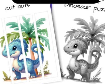 Dinosaur Activity Sheets Bundle: Dino Puzzle Pages, Preschool Activity Pack, Digital Kids Busy Worksheet