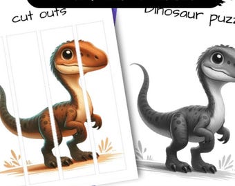 Dinosaur Activity Sheet for Kids: Dino Puzzle Worksheet, Preschool Learning Activity, Instant Download