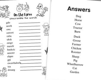 Farm Animals Coloring Pages: Kids Colouring Worksheet, Preschool Learning Activity, Digital Homeschool Activity