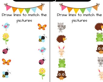 Printable Woodland Animal Activity Sheets: Matching & Fine Motor Skills Worksheets, Forest Creatures Educational Game