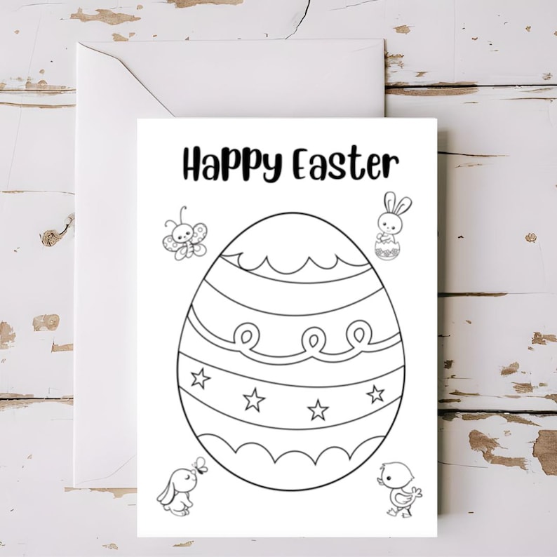Easter Colouring Cards: 5 X Happy Easter Greeting Cards With Envelopes ...
