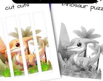 Dinosaur Activity Sheet: Dino Puzzle Learning Worksheet, Kids Busy Sheet, Instant Download