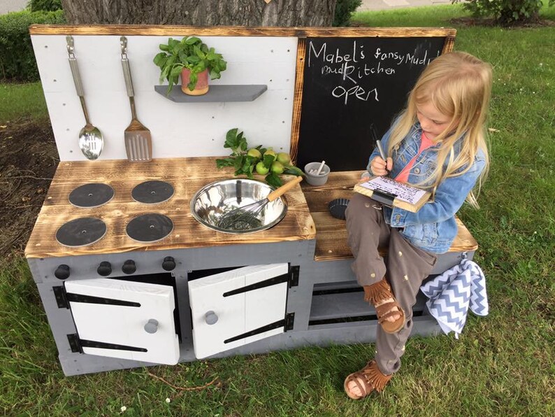Wooden Painted Outdoor Play Mud Kitchen for children UK | Etsy