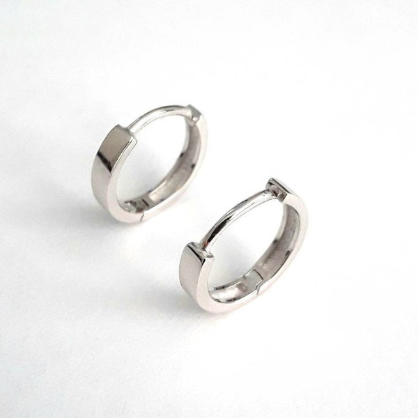 925 Silver Hoop 13mm Huggie Earring,  Sterling Silver Huggie Earrings, Small 925 Sterling Silver, Silver Hoop, Silver Earrings- E1158