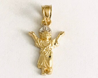 Dainty, 14K Solid Gold 20mm /0.7" Baby Jesus, Divine Child Pendant, Minimalist Holy Child, Baby Jesus, 2T Solid Gold Divine Child- PT89