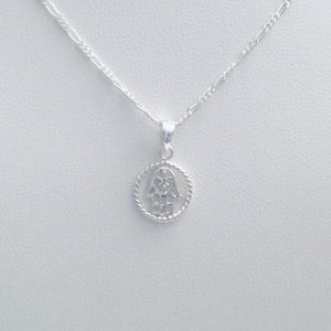 925 Silver Hamsa Hand Necklace, Sterling Silver, 925 Sterling Silver, Fatima Hand, Circle of life Figaro Chain- ESN10