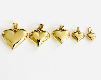 10K Real Gold Pendant Puffy Heart Charm, 10K Real Gold Puffy Heart Pendant, 3D Gold Heart Charm, 10K Real Gold, 3D Pendant,Gold Heart-  C29