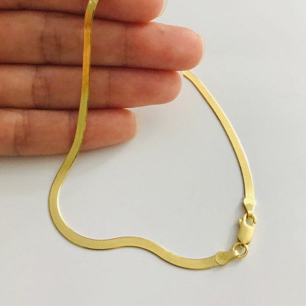 14K Gold Vermeil Herringbone Anklet, 2.8mm Gold Silver Anklet, Magic Herringbone Anklet Bracelet, Anklets  9" - 10" - 11" Anklets - EA86