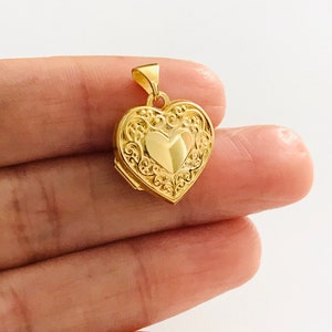 10K Solid Gold 20mm Heart Locket Pendant, Heart Locket Pendant, 10K Gold Heart Locket, Gold Heart Locket Charm, Photo Heart Charm- XL713