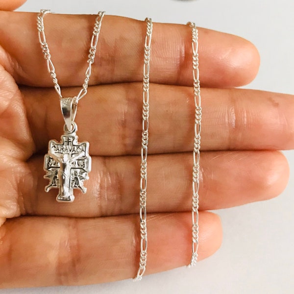 Rhodium Plated 925 Sterling Silver Caravaca Crucifix Pendant