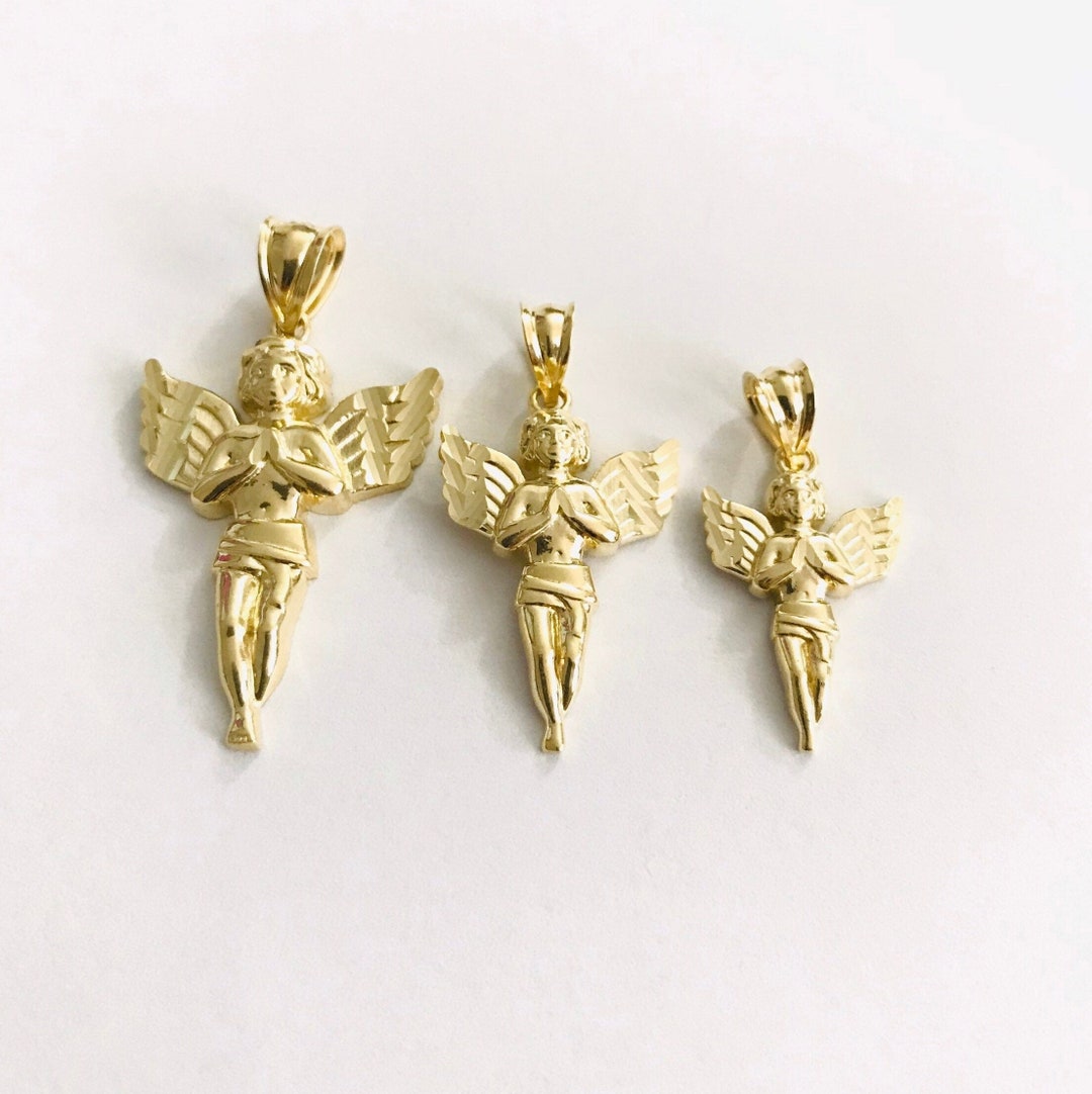 10k Solid Gold Angel Pendant 10K Solid Gold Baby Angel Etsy