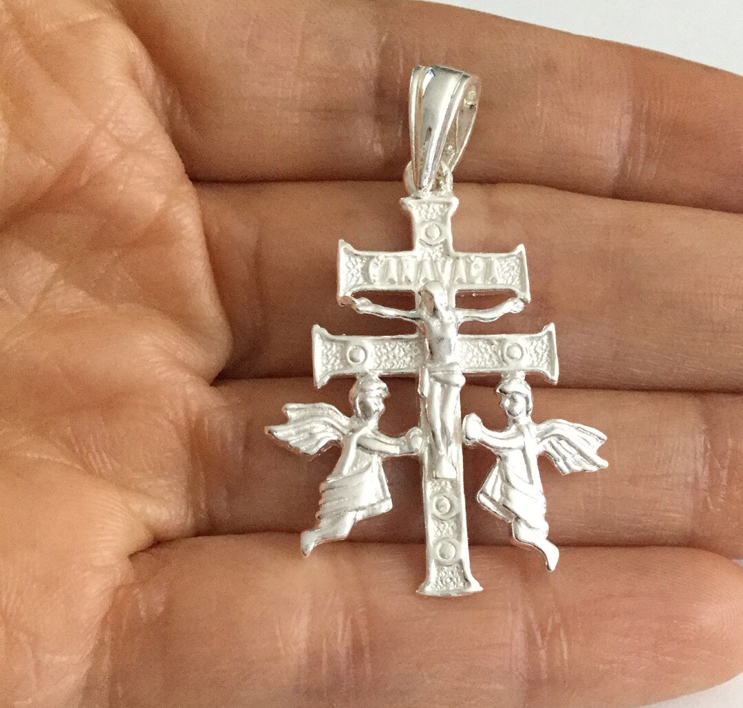 925 Sterling Silver Caravaca Crucifix Cross Charm Pendant Necklace