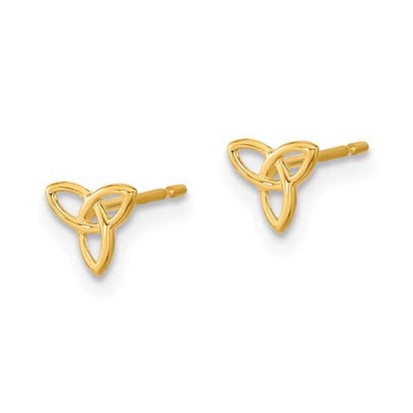 Dainty, 14K Solid Gold 6mm Celtic Knot Earrings, 14k Solid Gold Post Earrings, 14K Gold Triquetra Earrings- GK965