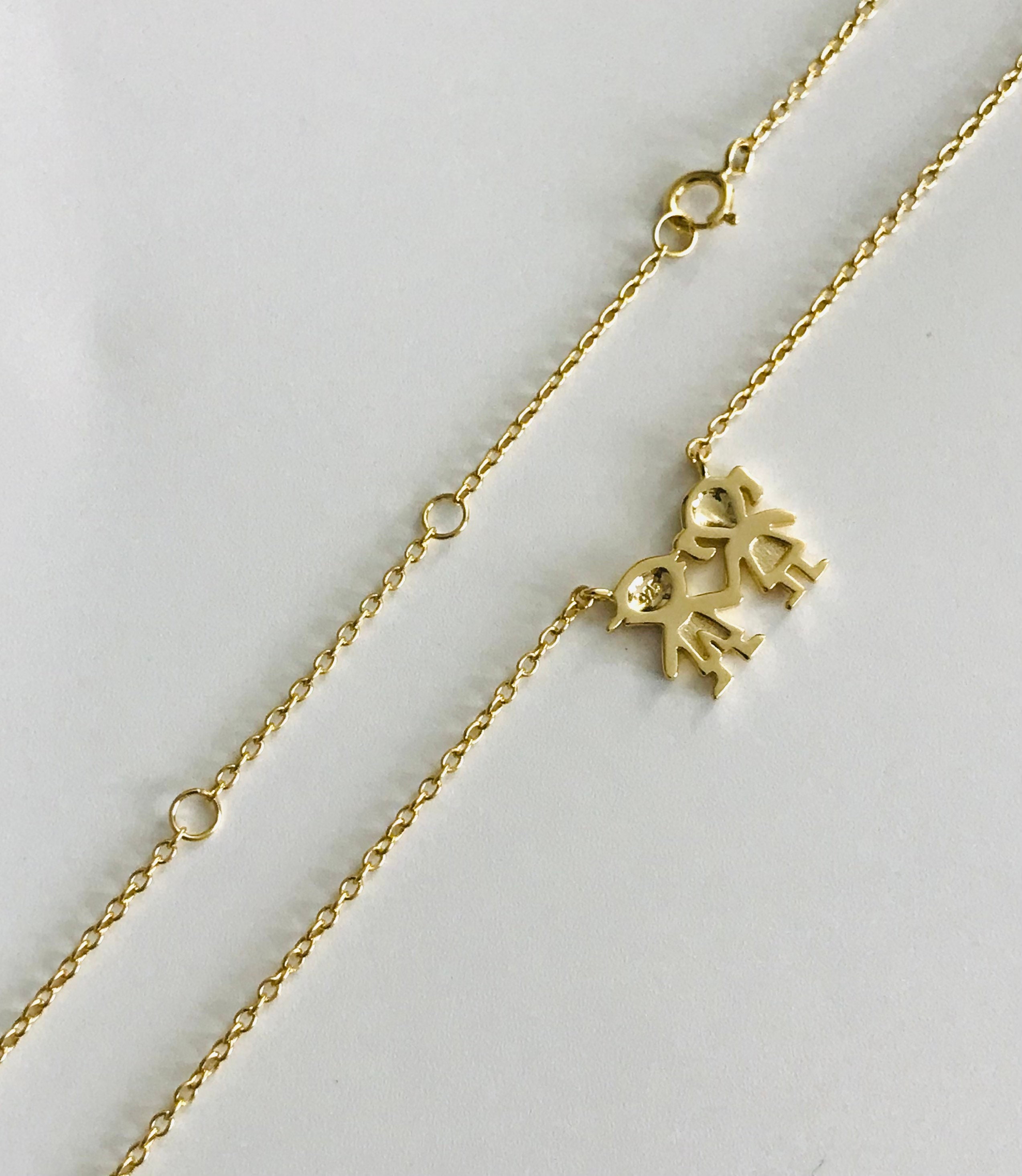 925 Sterling Silver Little Boy and Girl Necklace 14K Gold Etsy