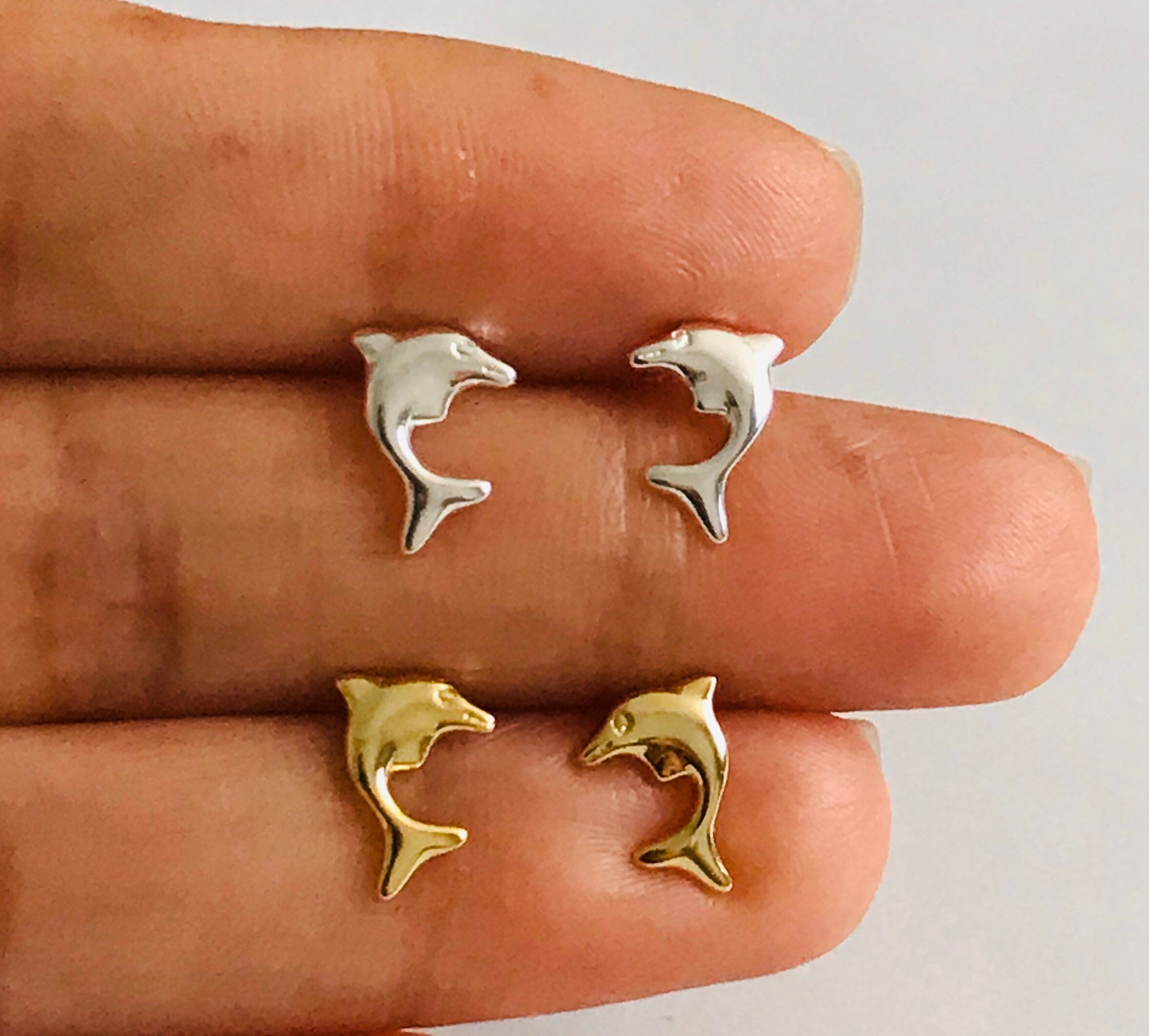 Silver dolphin earrings deals
