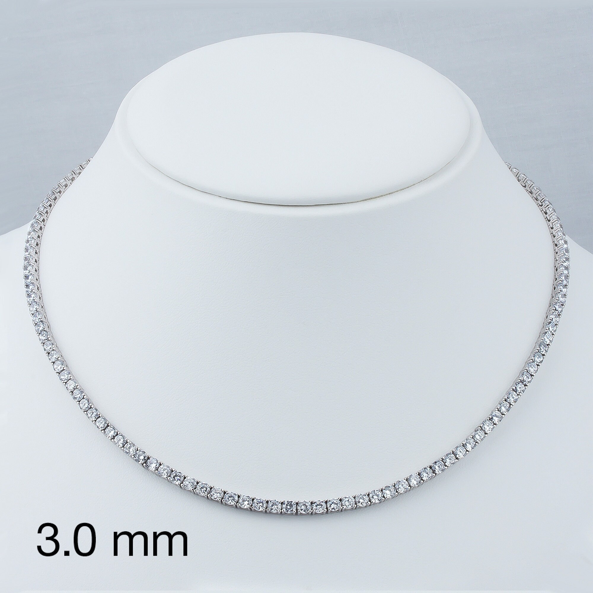 925 Sterling Silver 3mm Cubic Zirconia Tennis Necklace High Etsy