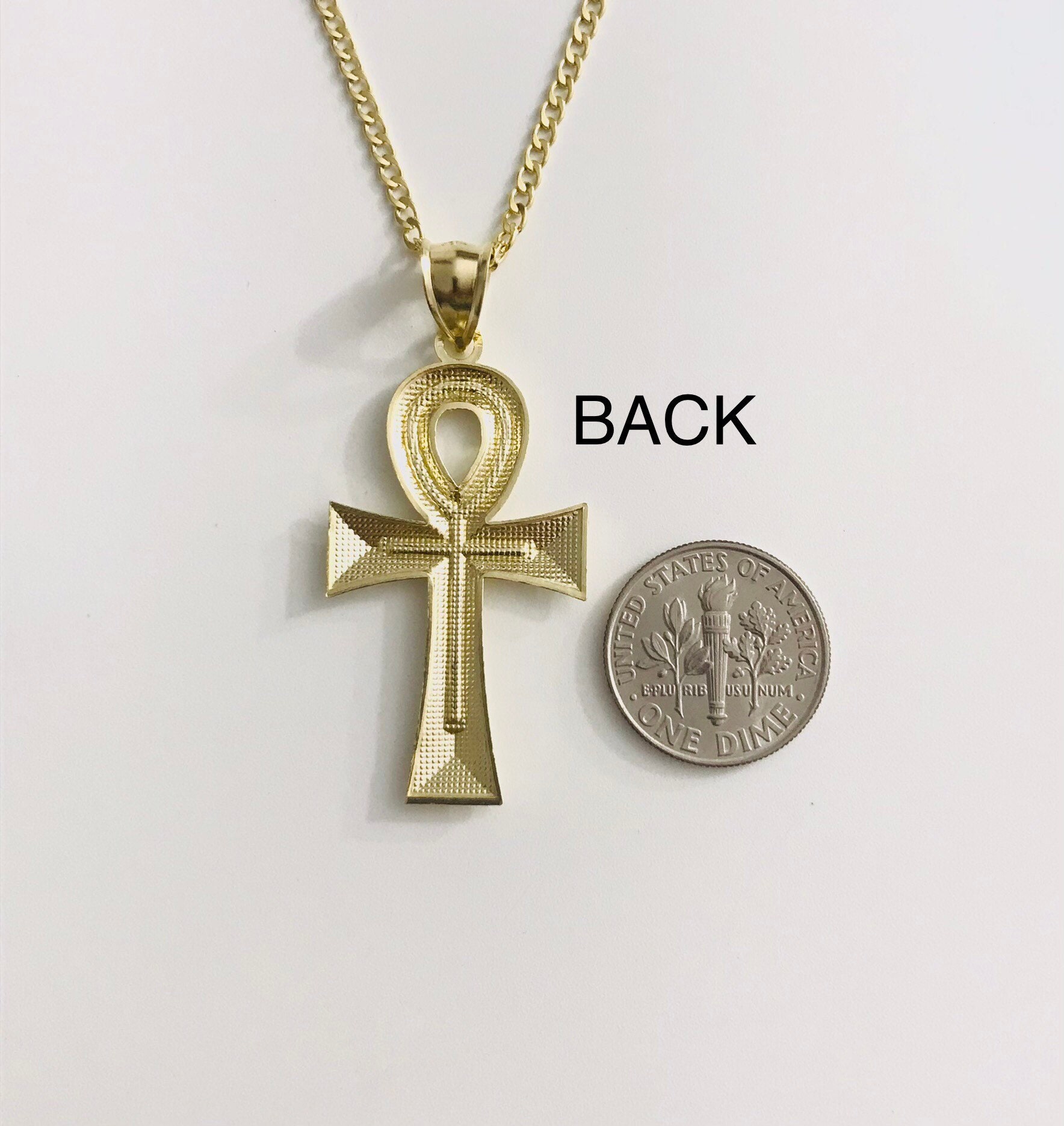 10K Solid Gold Ankh Necklace 46mm /1.8 Egyptian Cross Etsy