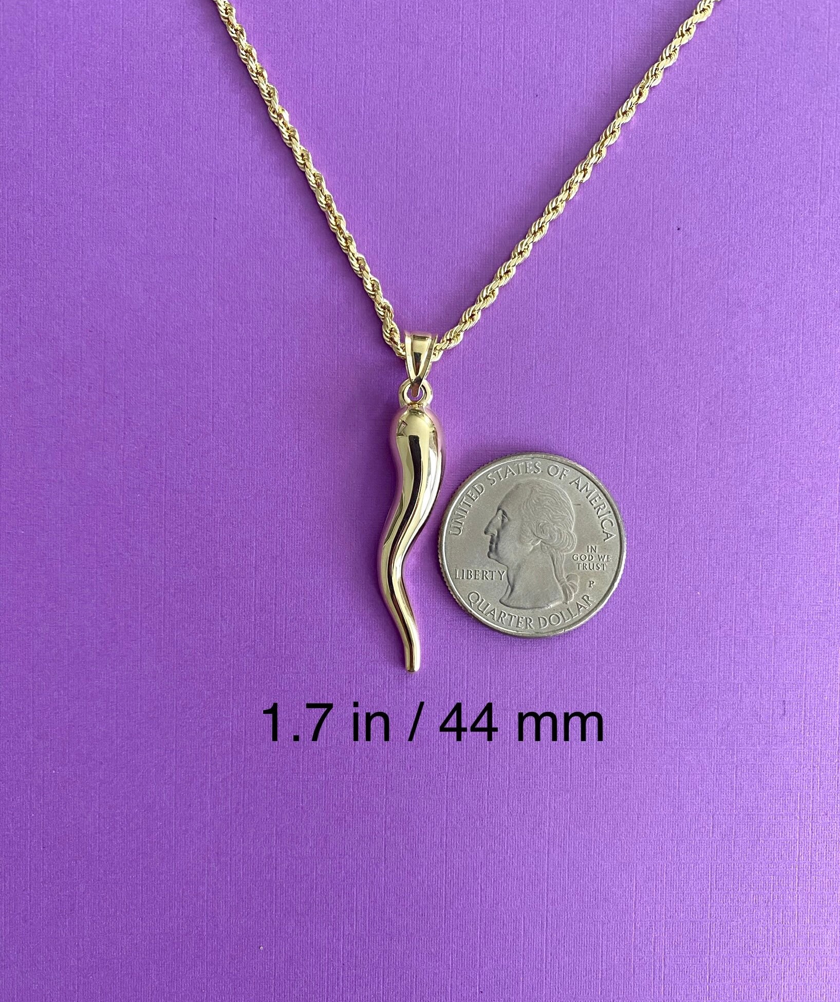 10K Real Gold Italian Horn 44 Mm/1.7 in Pendant Chilli Etsy