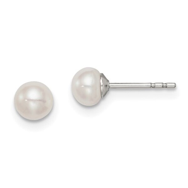 925 Sterling Silver 4mm Freshwater Cultured Pearl,  Pearl Stud Earring,Genuine Pearl, Wedding Earrings, Freshwater Pearl Earrings- QE7647