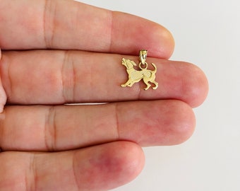 14K Solid Gold Dog 15mm/0.6” Pendant, Dainty, Small, Minimalist Puppy Charm, Dog Pendant, Pet Charm, 14k Real Gold Pendant - PT1658