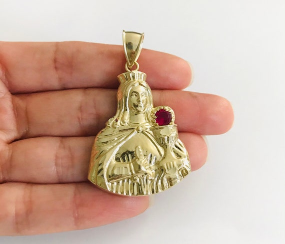 10K Solid Gold 50mm 2 Saint Barbara Pendant 10k Gold Santa