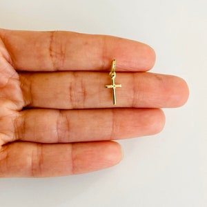 Dainty, 14K Solid Gold 18mm x 6mm Small Cross Pendant, Real Gold Cross Pendant, Minimalist, Tiny Gold Pendant, Solid Gold Cross- PT143