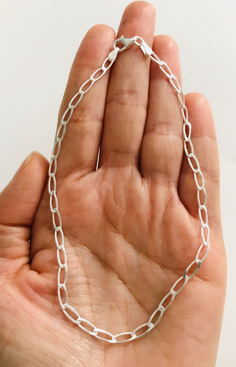 4 MM Thick Anklet Anklet Bracelet Open Link Silver Anklet - EA67 10\u201d long Sterling Silver Anklet 925 Sterling Silver Anklet