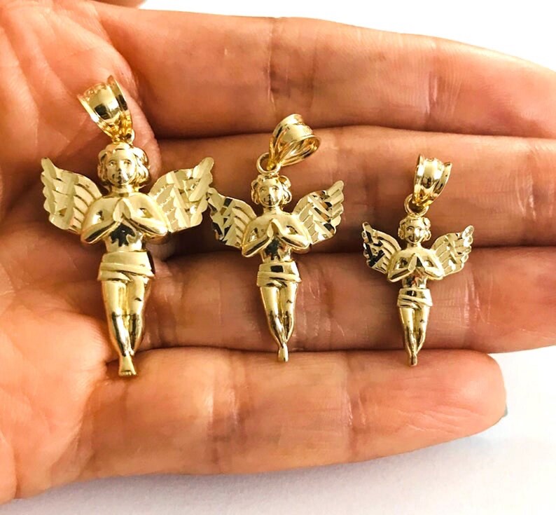 10k Solid Gold Angel Pendant 10K Solid Gold Baby Angel Etsy